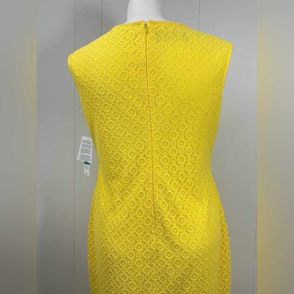 NWT Black Label By Evan-Picone Women's Sz 16 Yellow Sleeveless Lace A-Line Dress - Picture 5 of 10